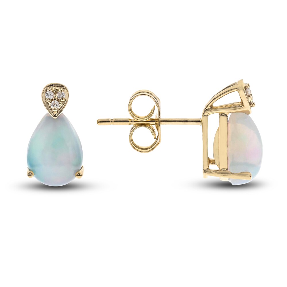 Natural Opal Stud Earrings Diamond Accents 10K Yellow Gold uVRy8SoN Natural Opal Stud Earrings Diamond Accents 10K Yellow Gold uVRy8SoN
