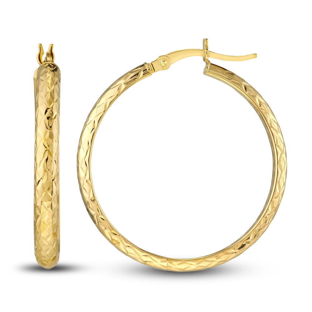 Diamond-Cut In/Out Hoop Earrings 14K Yellow Gold 30mm ucK4QoOX Diamond-Cut In/Out Hoop Earrings 14K Yellow Gold 30mm ucK4QoOX