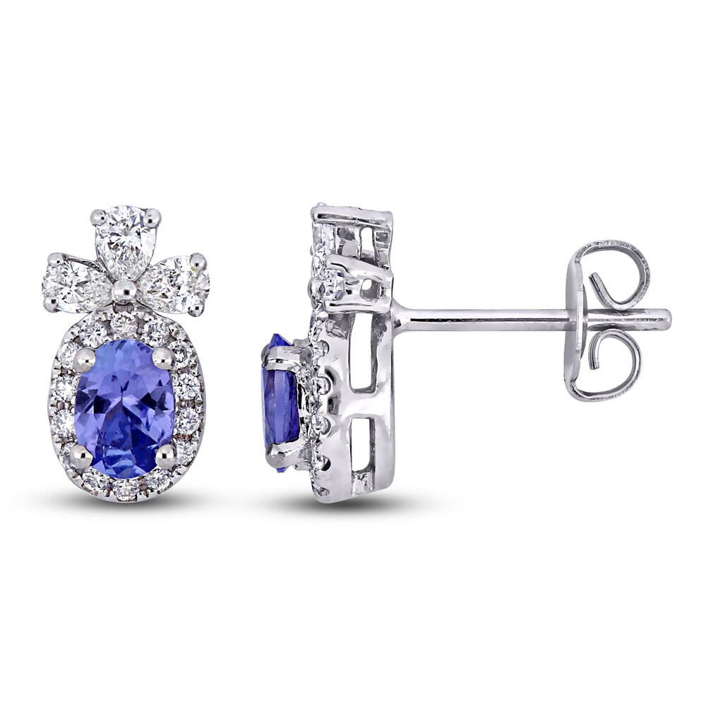 Natural Tanzanite Floral Earrings 3/4 ct tw Round 14K White Gold uf7N9DSb Natural Tanzanite Floral Earrings 3/4 ct tw Round 14K White Gold uf7N9DSb