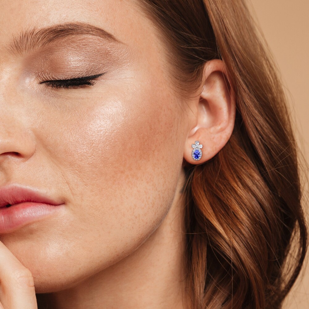 Natural Tanzanite Floral Earrings 3/4 ct tw Round 14K White Gold uf7N9DSb Natural Tanzanite Floral Earrings 3/4 ct tw Round 14K White Gold uf7N9DSb