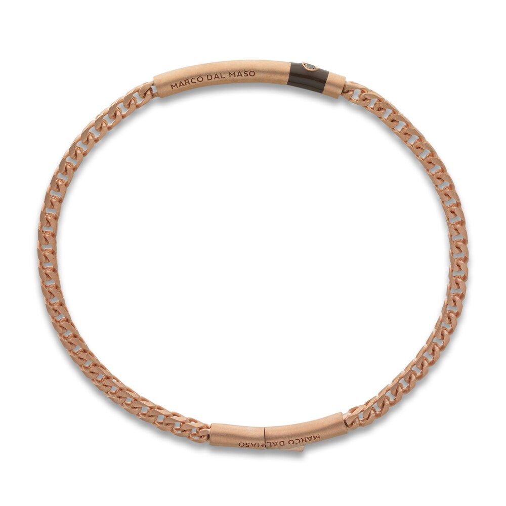 Marco Dal Maso Men\'s Black Diamond Accent Bracelet Brown Enamel Sterling Silver/18K Rose Gold-Plated 8\" uoOvuXEP Marco Dal Maso Men\'s Black Diamond Accent Bracelet Brown Enamel Sterling Silver/18K Rose Gold-Plated 8\" uoOvuXEP