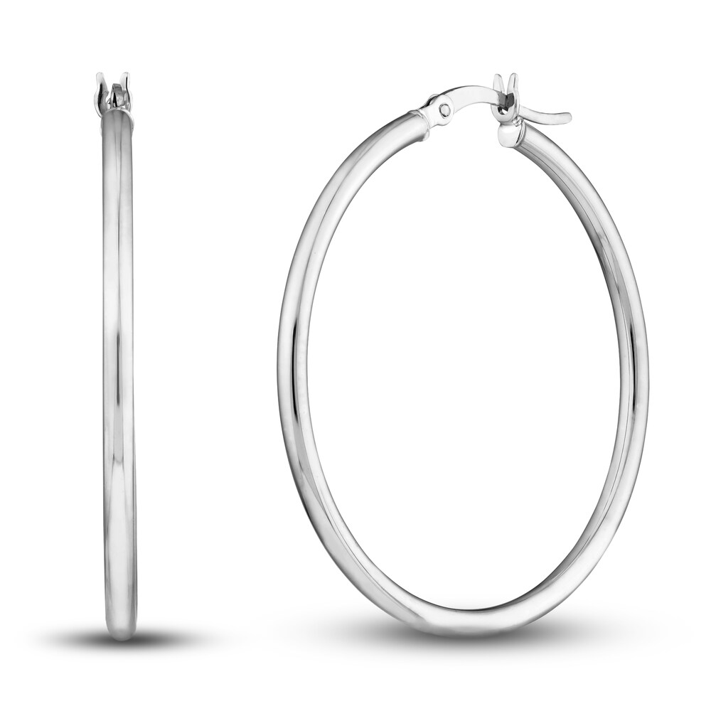 Polished Hoop Earrings 14K White Gold 35mm vCkFkwa9 Polished Hoop Earrings 14K White Gold 35mm vCkFkwa9