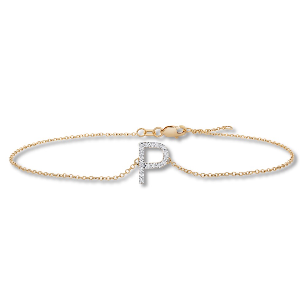 Diamond Letter P Bracelet 1/10 ct tw Round 10K Yellow Gold vFZWr9Q8 Diamond Letter P Bracelet 1/10 ct tw Round 10K Yellow Gold vFZWr9Q8