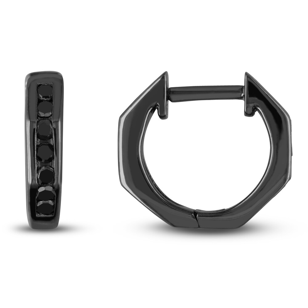 Black Diamond Hoop Earrings 1/4 ct tw Round Sterling Silver vUtmII85 Black Diamond Hoop Earrings 1/4 ct tw Round Sterling Silver vUtmII85