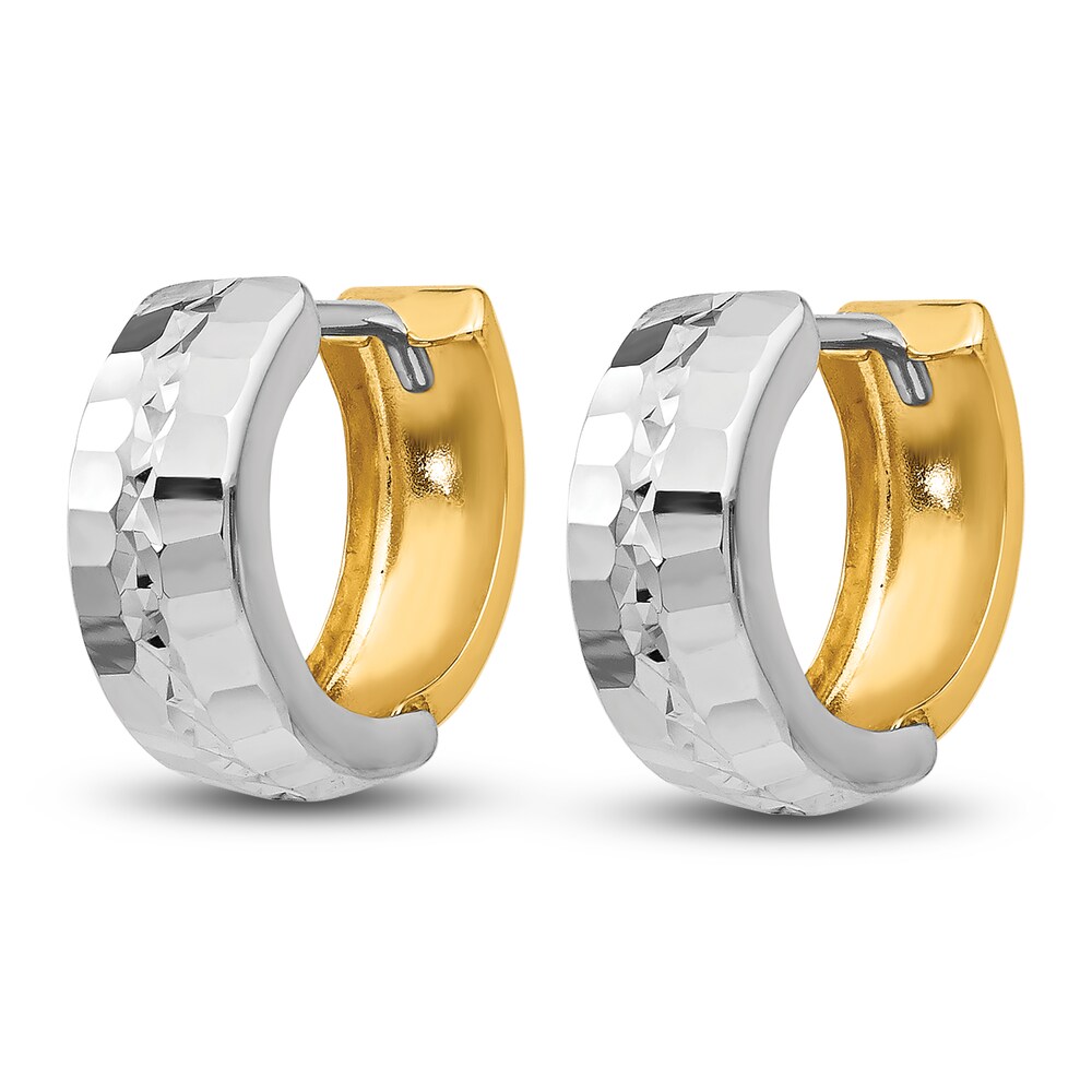 Hinged Hoop Earrings 14K Two-Tone Gold vWBt9GrL