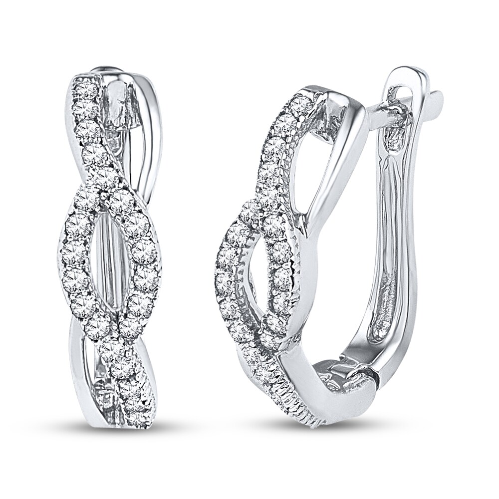 Diamond Hoop Earrings 1/5 ct tw Round-cut Sterling Silver vXIoVYGP Diamond Hoop Earrings 1/5 ct tw Round-cut Sterling Silver vXIoVYGP