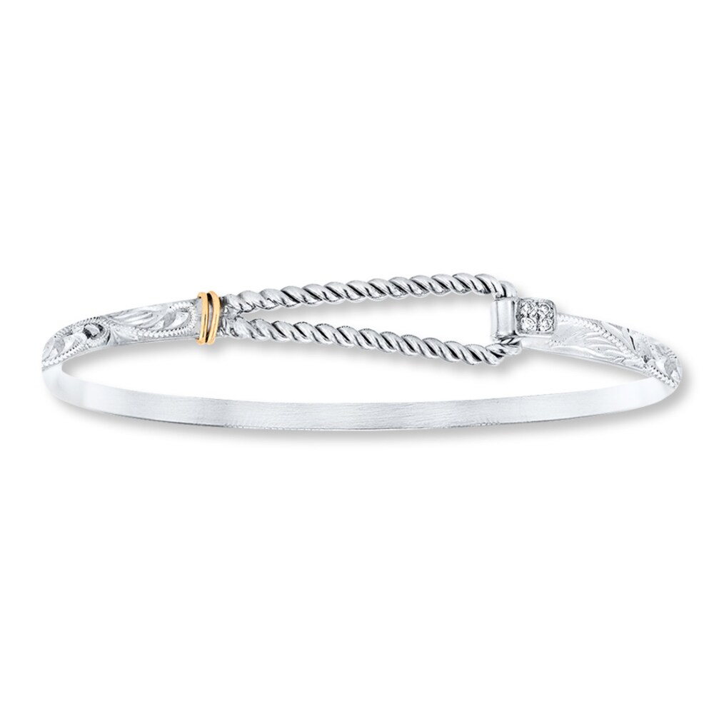 Bangle Bracelet 1/20 Carat tw Diamonds Sterling Silver/18K Gold vfq73Yvx Bangle Bracelet 1/20 Carat tw Diamonds Sterling Silver/18K Gold vfq73Yvx