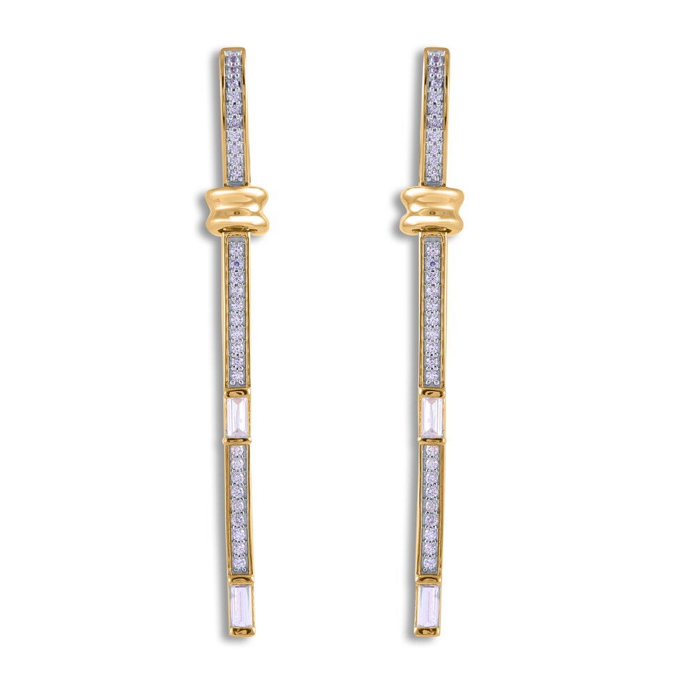 Diamond Drop Earrings 1/2 ct tw Round/Baguette 14K Yellow Gold vhI2vYuD Diamond Drop Earrings 1/2 ct tw Round/Baguette 14K Yellow Gold vhI2vYuD
