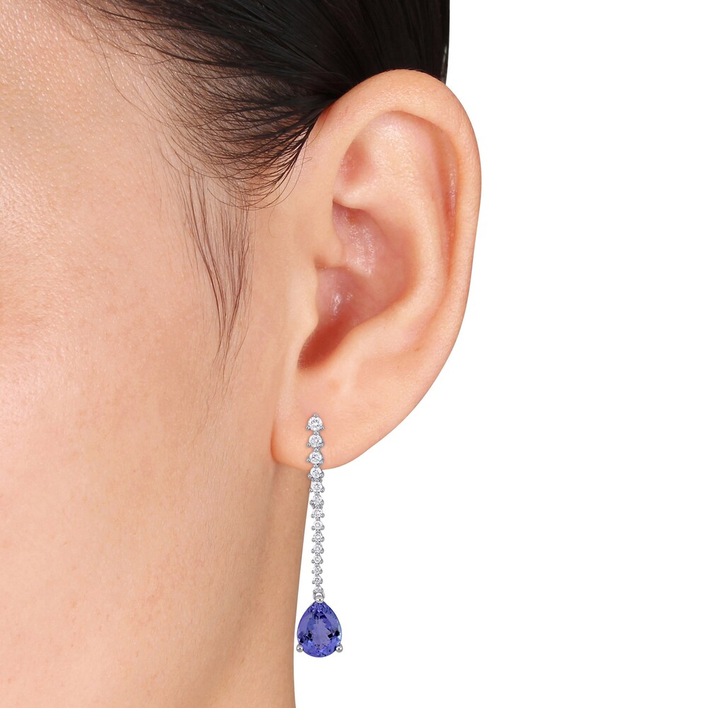 Natural Tanzanite Drop Earrings 3/4 ct tw Round 14K White Gold vzi4ORL4 Natural Tanzanite Drop Earrings 3/4 ct tw Round 14K White Gold vzi4ORL4