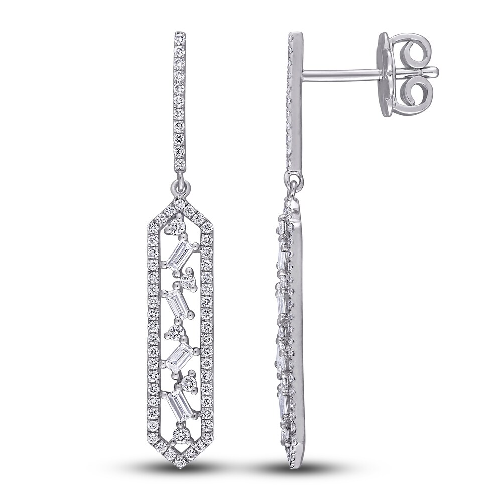Diamond Drop Earrings 5/8 ct tw Round/Baguette 14K White Gold w1UclIvh Diamond Drop Earrings 5/8 ct tw Round/Baguette 14K White Gold w1UclIvh