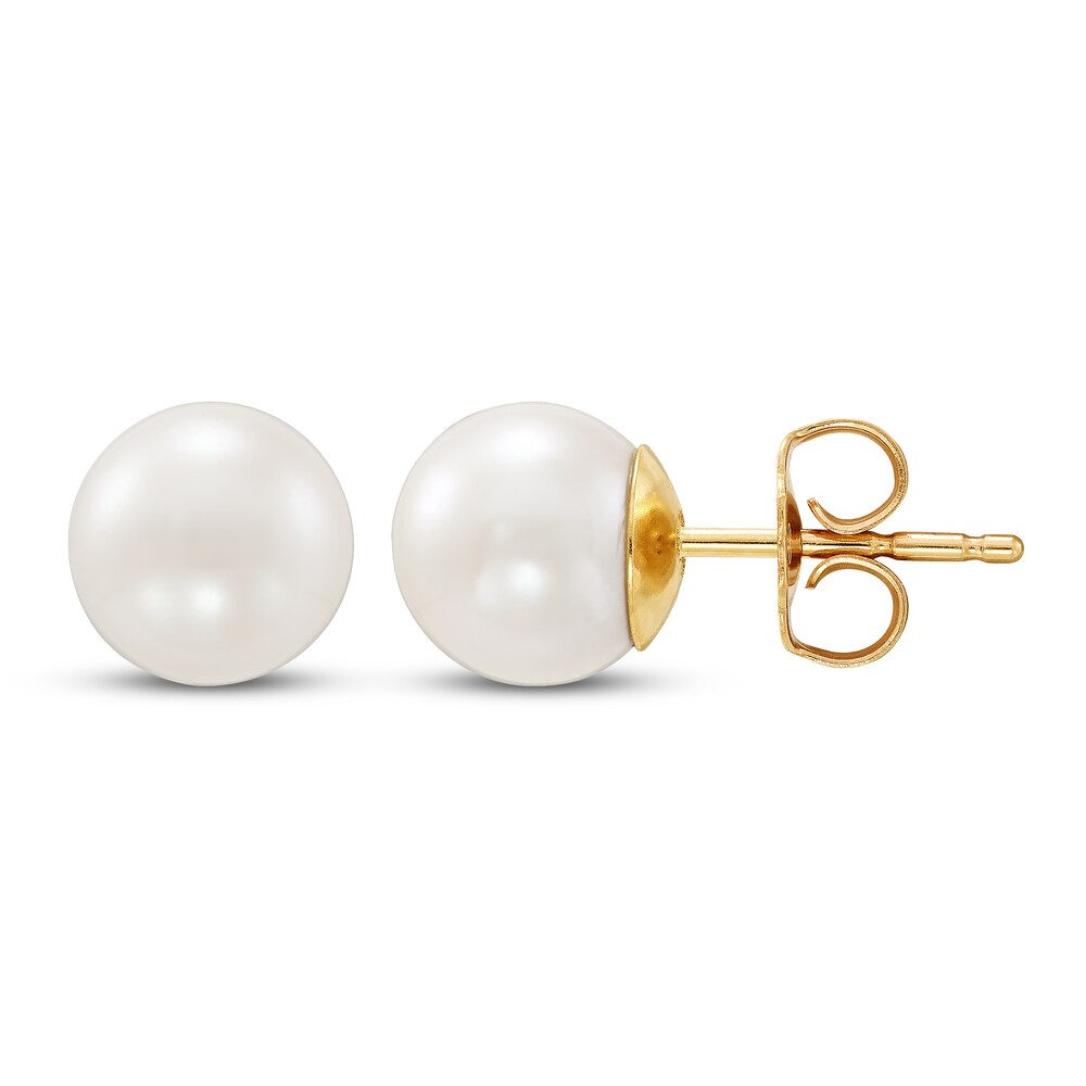 Cultured Pearl Stud Earrings 14K Yellow Gold 7.5mm w6mBxLWk Cultured Pearl Stud Earrings 14K Yellow Gold 7.5mm w6mBxLWk