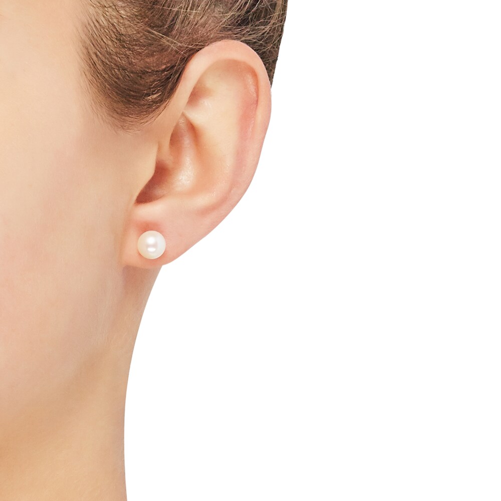 Cultured Pearl Stud Earrings 14K Yellow Gold 7.5mm w6mBxLWk Cultured Pearl Stud Earrings 14K Yellow Gold 7.5mm w6mBxLWk