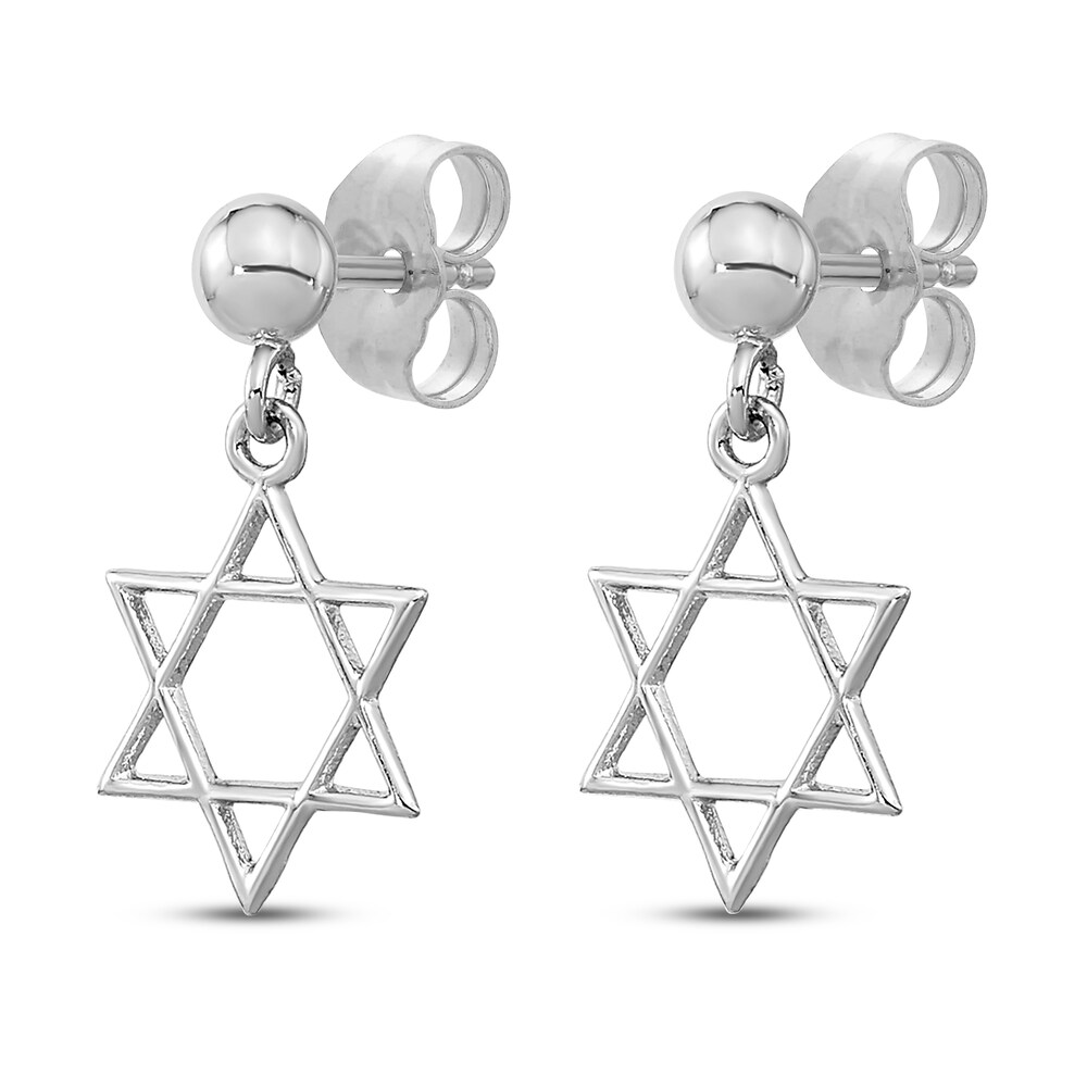 Star of David Dangle Earrings 14K White Gold wFEn4SWG