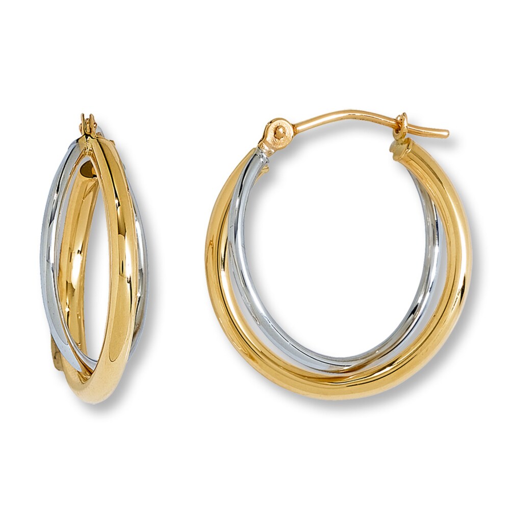 Criss-Cross Hoop Earrings 14K Two-Tone Gold wGUNE3kl Criss-Cross Hoop Earrings 14K Two-Tone Gold wGUNE3kl