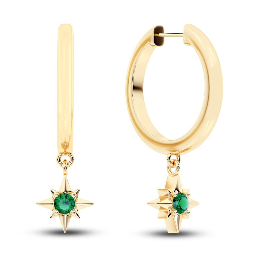 Juliette Maison Natural Emerald Starburst Hoops 10K Yellow Gold wMH3dTl1 Juliette Maison Natural Emerald Starburst Hoops 10K Yellow Gold wMH3dTl1