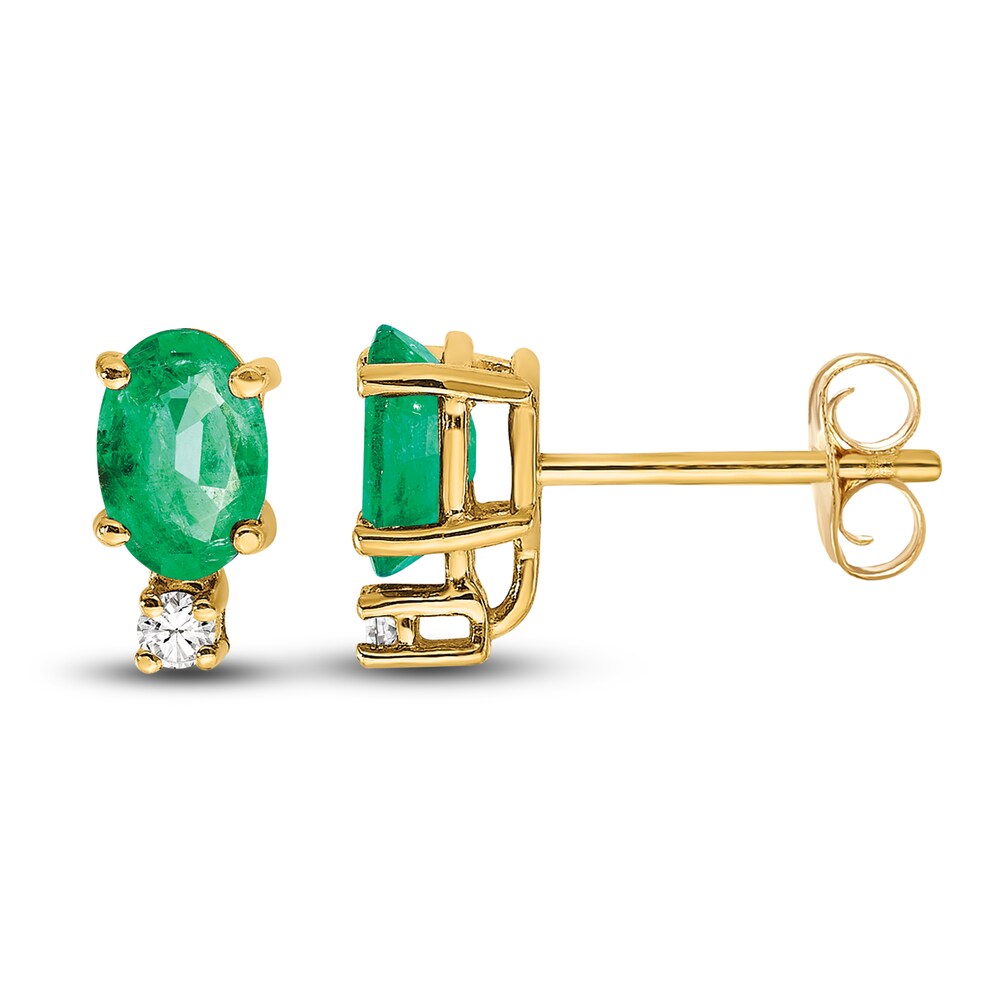 Natural Emerald Earrings 1/20 ct tw Diamonds 14K Yellow Gold wMVNHaQt Natural Emerald Earrings 1/20 ct tw Diamonds 14K Yellow Gold wMVNHaQt