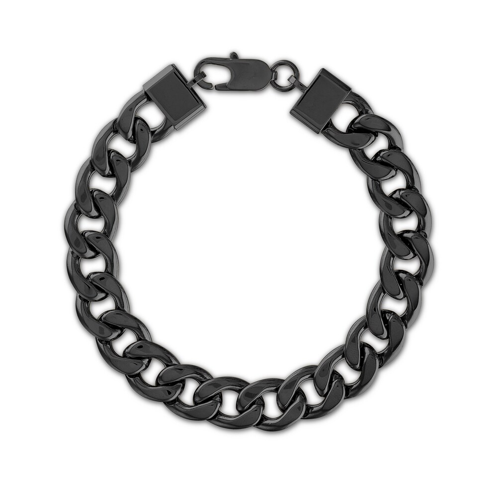 Men\'s Curb Chain Bracelet Black Ion-Plated Stainless Steel wNQ8Pzzq