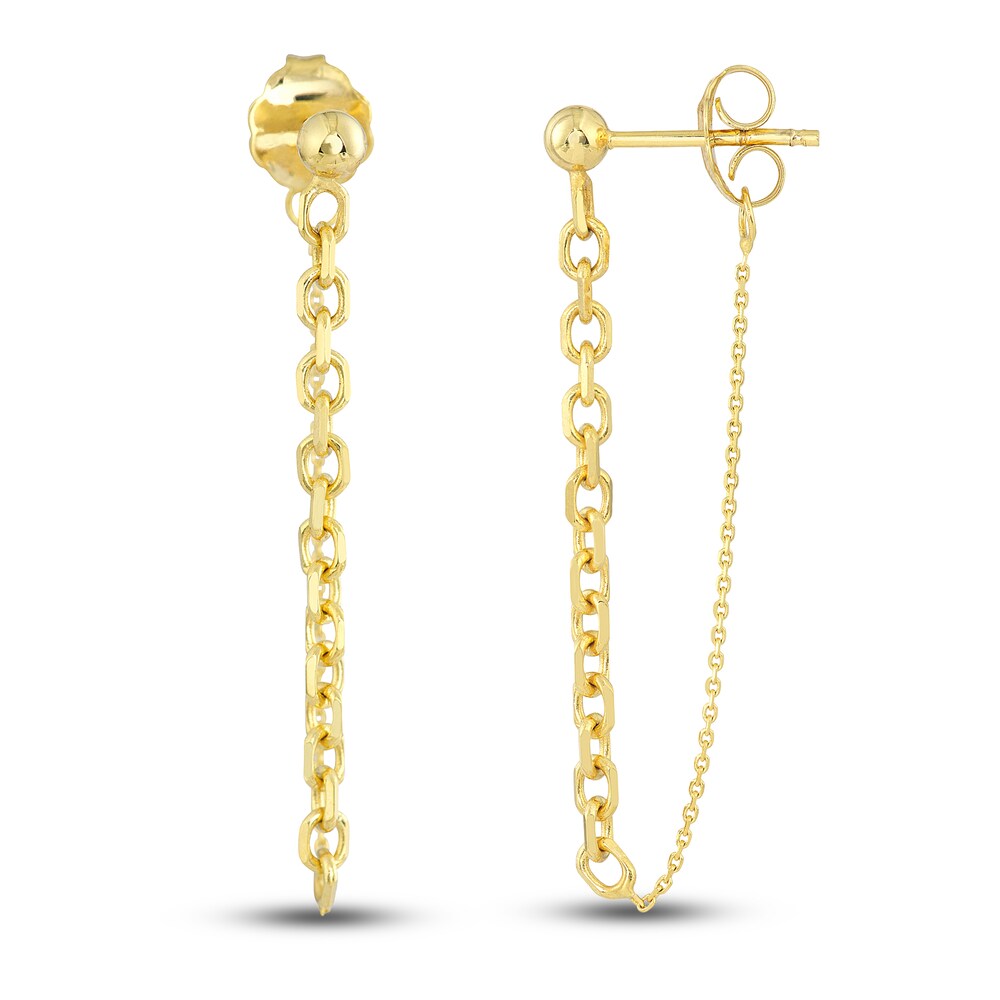 Cable Chain Drop Earrings 14K Yellow Gold wRuTg74m Cable Chain Drop Earrings 14K Yellow Gold wRuTg74m
