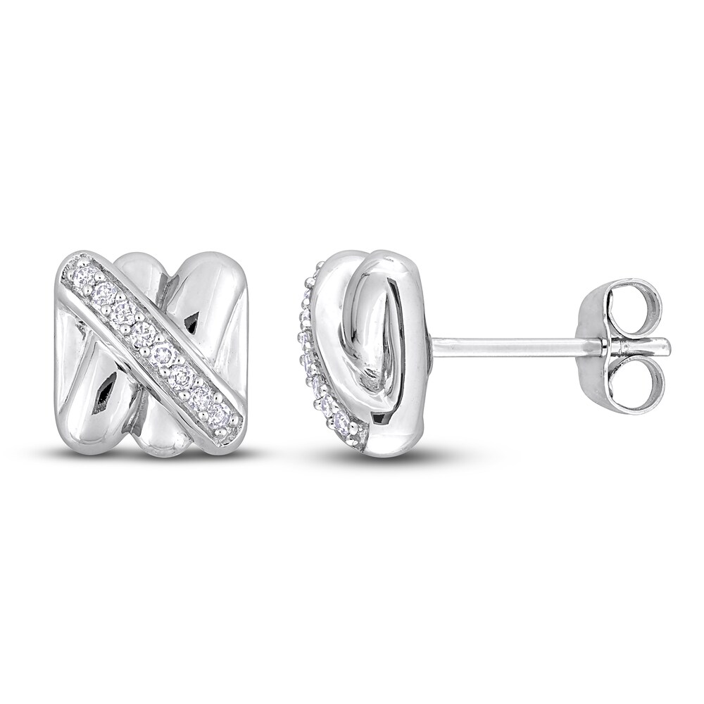 Diamond Y-Knot Stud Earrings 1/15 ct tw Round 14K White Gold wXDA4Ojk Diamond Y-Knot Stud Earrings 1/15 ct tw Round 14K White Gold wXDA4Ojk