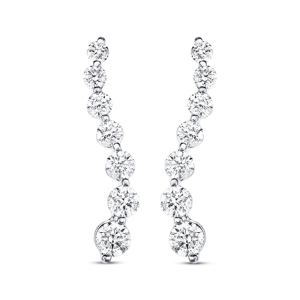 Diamond Drop Earrings 2 ct tw Round-cut 14K White Gold waUSwKhy