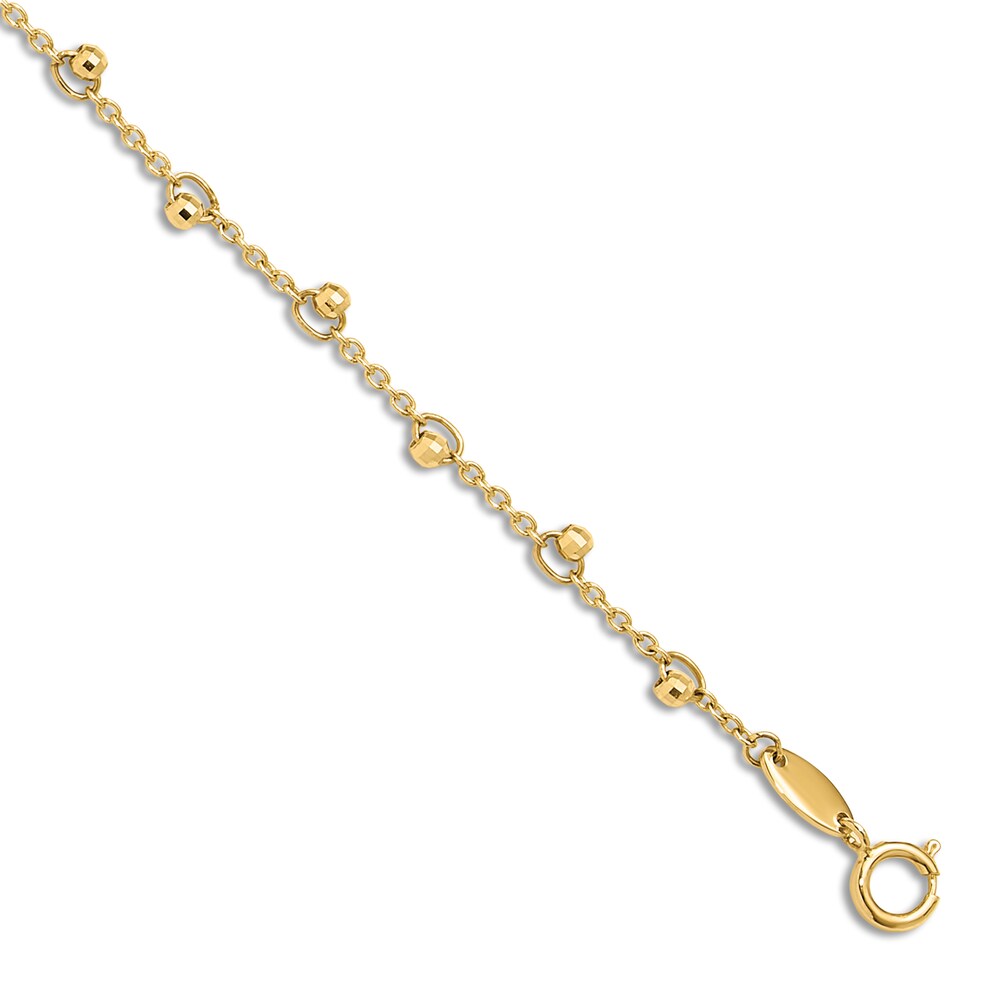 Diamond-Cut Bead Anklet 14K Yellow Gold 9" wbcxRXo7 Diamond-Cut Bead Anklet 14K Yellow Gold 9" wbcxRXo7