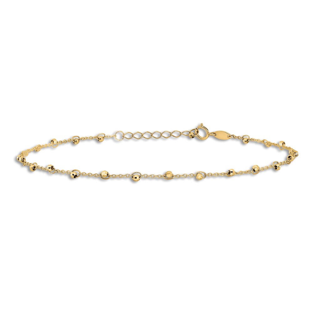 Diamond-Cut Bead Anklet 14K Yellow Gold 9\" wbcxRXo7 Diamond-Cut Bead Anklet 14K Yellow Gold 9\" wbcxRXo7