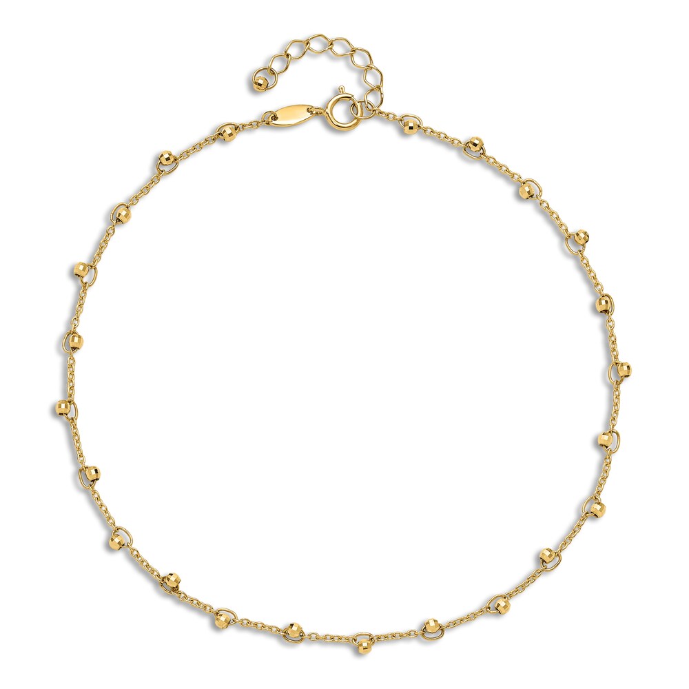 Diamond-Cut Bead Anklet 14K Yellow Gold 9\" wbcxRXo7 Diamond-Cut Bead Anklet 14K Yellow Gold 9\" wbcxRXo7