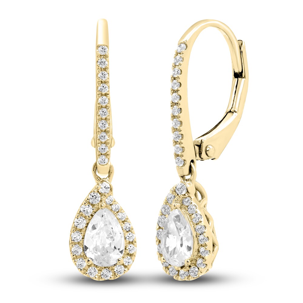 Diamond Halo Dangle Earrings 3/4 ct tw Round/Pear 14K Yellow Gold whrMav6h Diamond Halo Dangle Earrings 3/4 ct tw Round/Pear 14K Yellow Gold whrMav6h