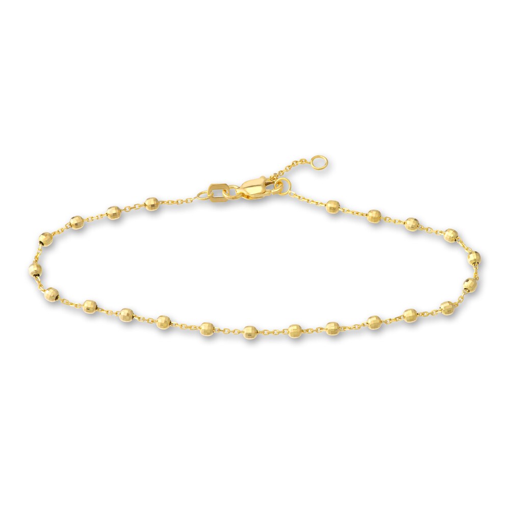 Diamond-Cut Beaded Station Bracelet 14K Yellow Gold 7.5" Adj wmJAKiUy Diamond-Cut Beaded Station Bracelet 14K Yellow Gold 7.5" Adj wmJAKiUy