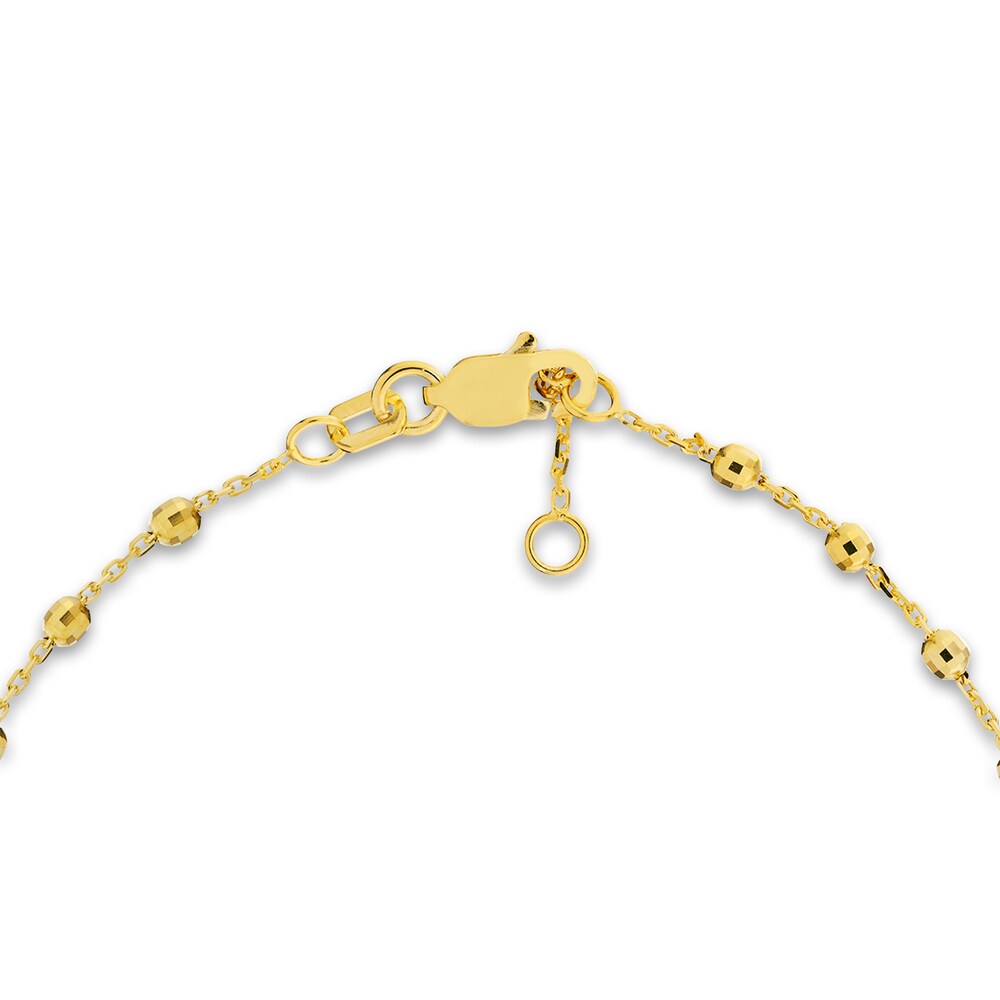 Diamond-Cut Beaded Station Bracelet 14K Yellow Gold 7.5\" Adj wmJAKiUy Diamond-Cut Beaded Station Bracelet 14K Yellow Gold 7.5\" Adj wmJAKiUy