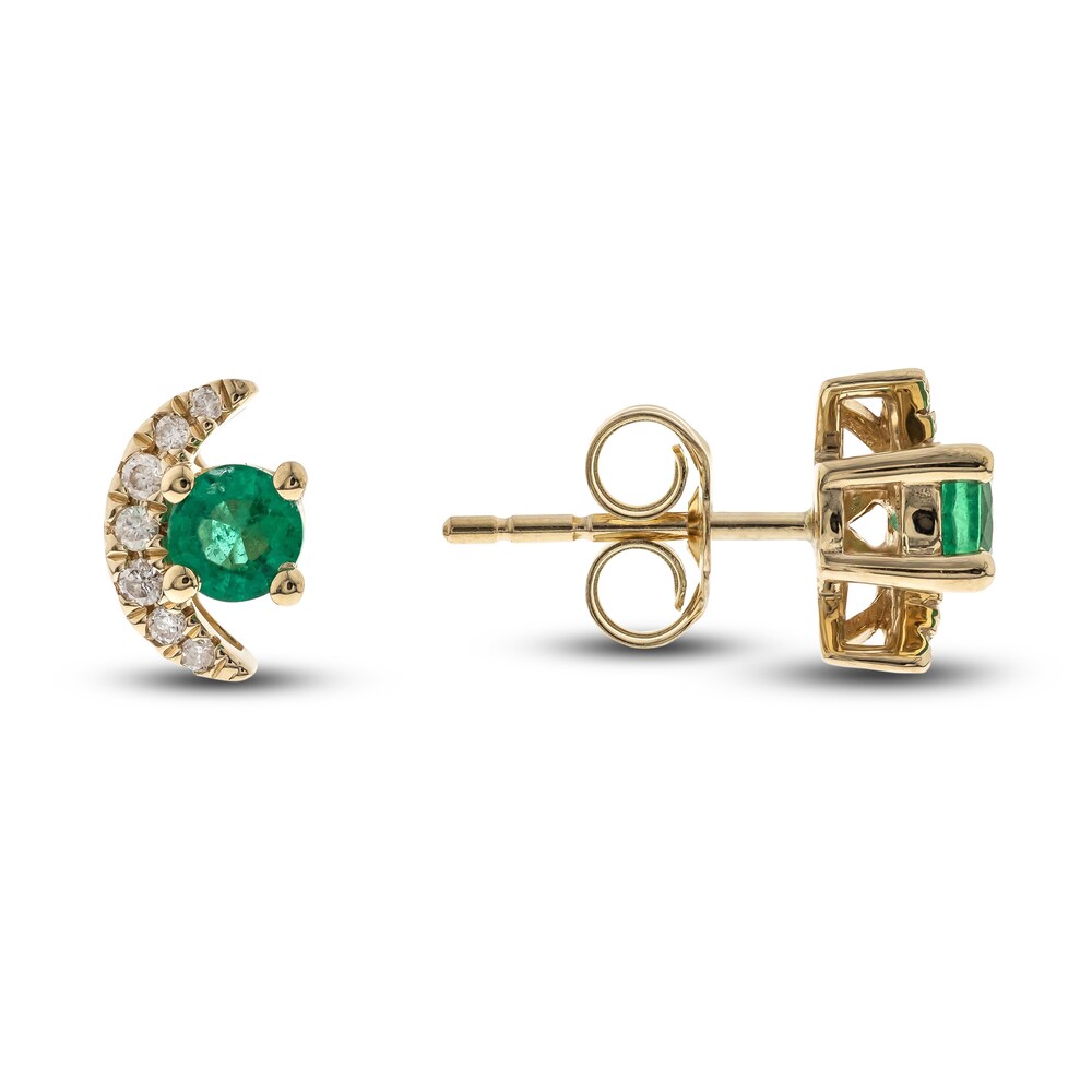 Natural Emerald Earrings 1/15 ct tw Diamonds 14K Yellow Gold wrY5CXc2 Natural Emerald Earrings 1/15 ct tw Diamonds 14K Yellow Gold wrY5CXc2