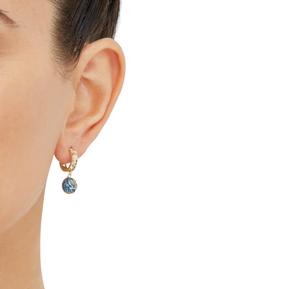 Italia D\'Oro Blue Enamel Diamond-Cut Dangle Earrings 14K Yellow Gold wsRUJu18 Italia D\'Oro Blue Enamel Diamond-Cut Dangle Earrings 14K Yellow Gold wsRUJu18