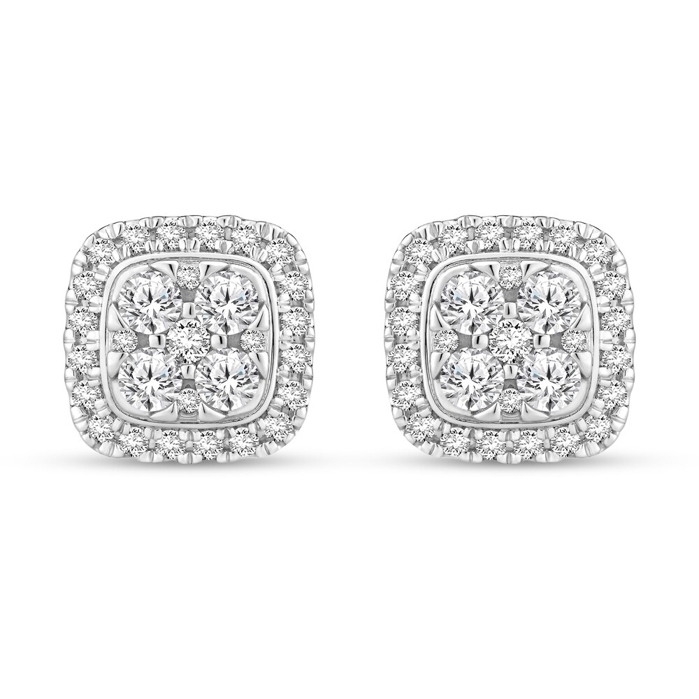 Diamond Stud Earrings 1 ct tw Round 14K White Gold wvljyWos Diamond Stud Earrings 1 ct tw Round 14K White Gold wvljyWos