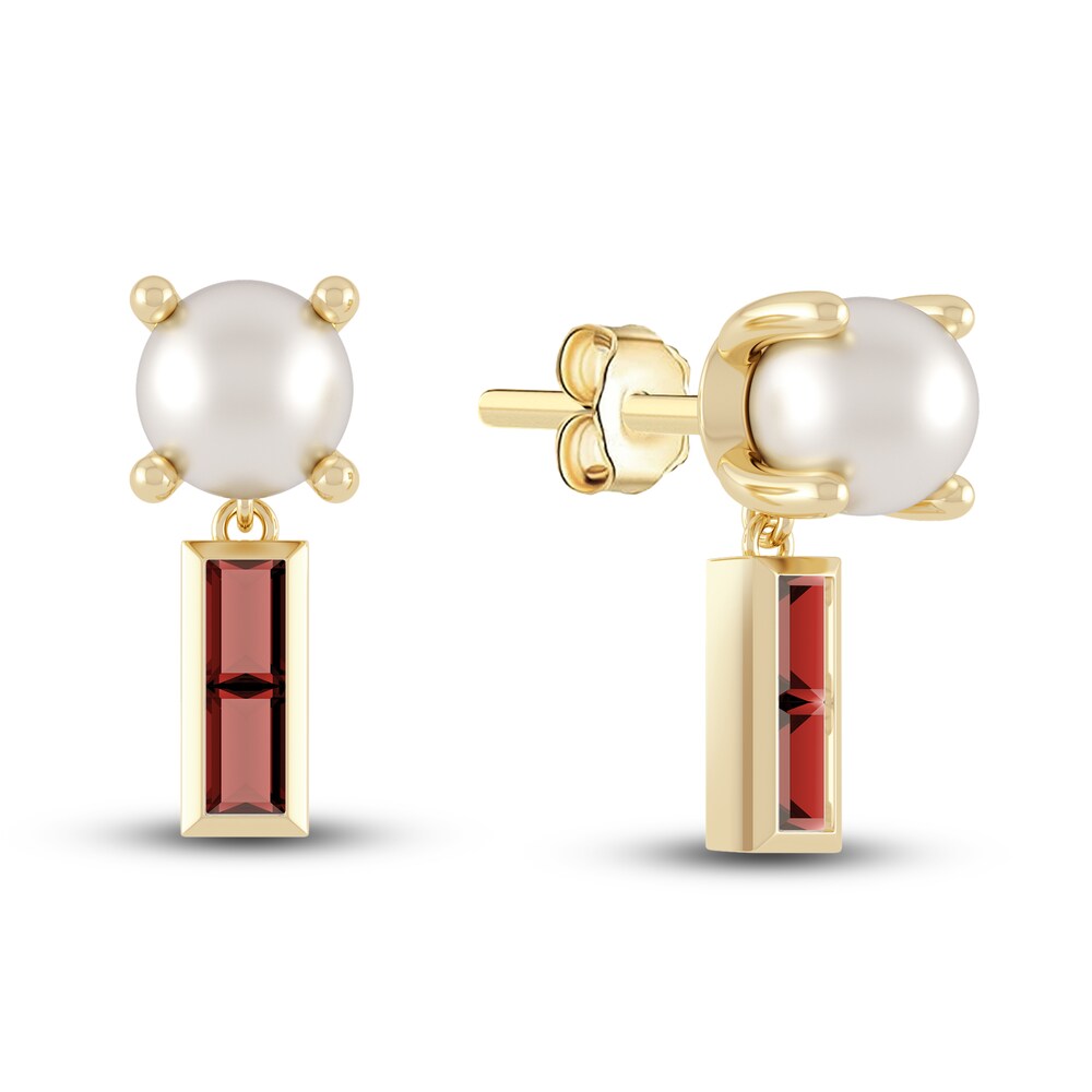 Juliette Maison Natural Garnet Baguette and Cultured Freshwater Pearl Earrings 10K Yellow Gold xCrveldR Juliette Maison Natural Garnet Baguette and Cultured Freshwater Pearl Earrings 10K Yellow Gold xCrveldR