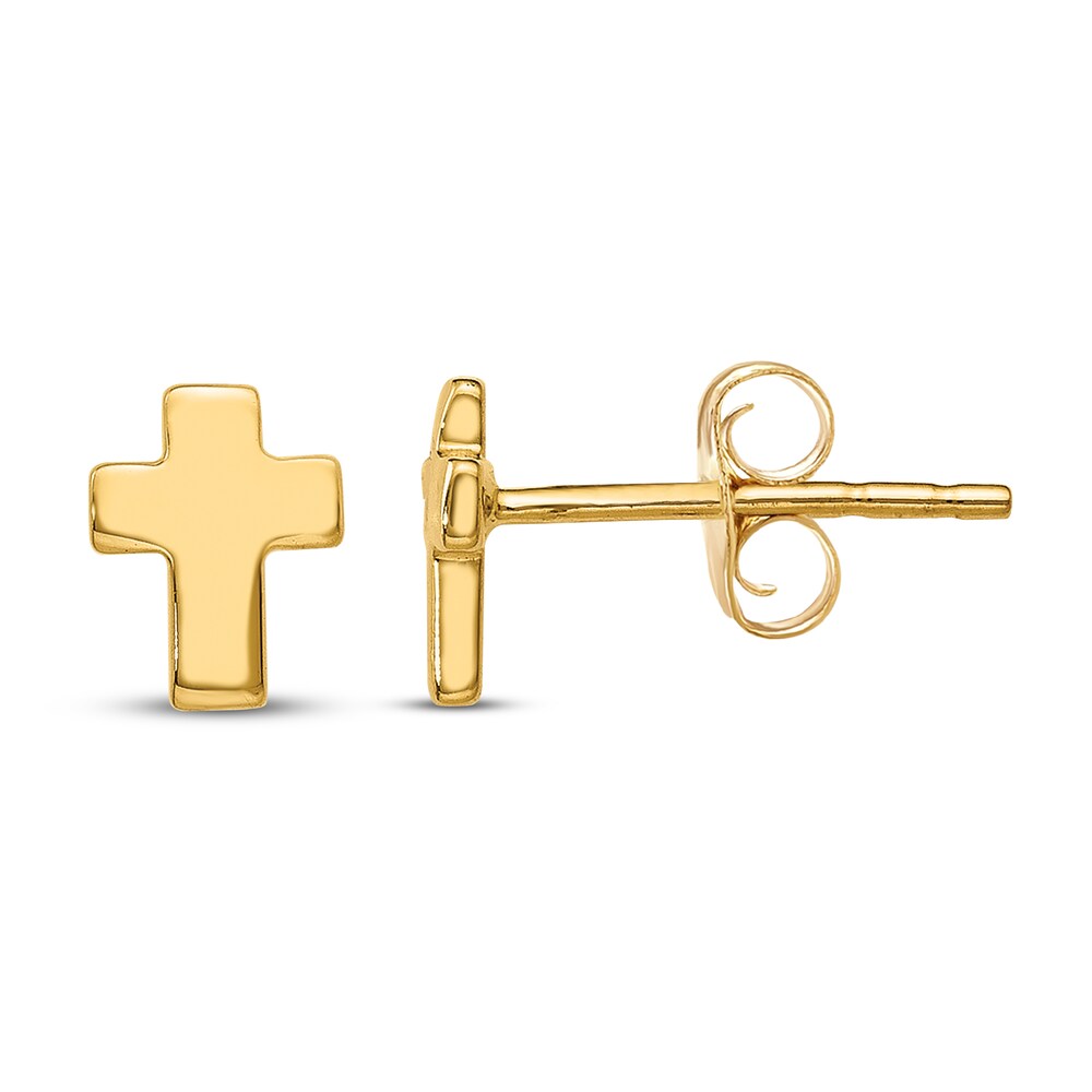 Cross Stud Earrings 14K Yellow Gold xHoAaK5W Cross Stud Earrings 14K Yellow Gold xHoAaK5W