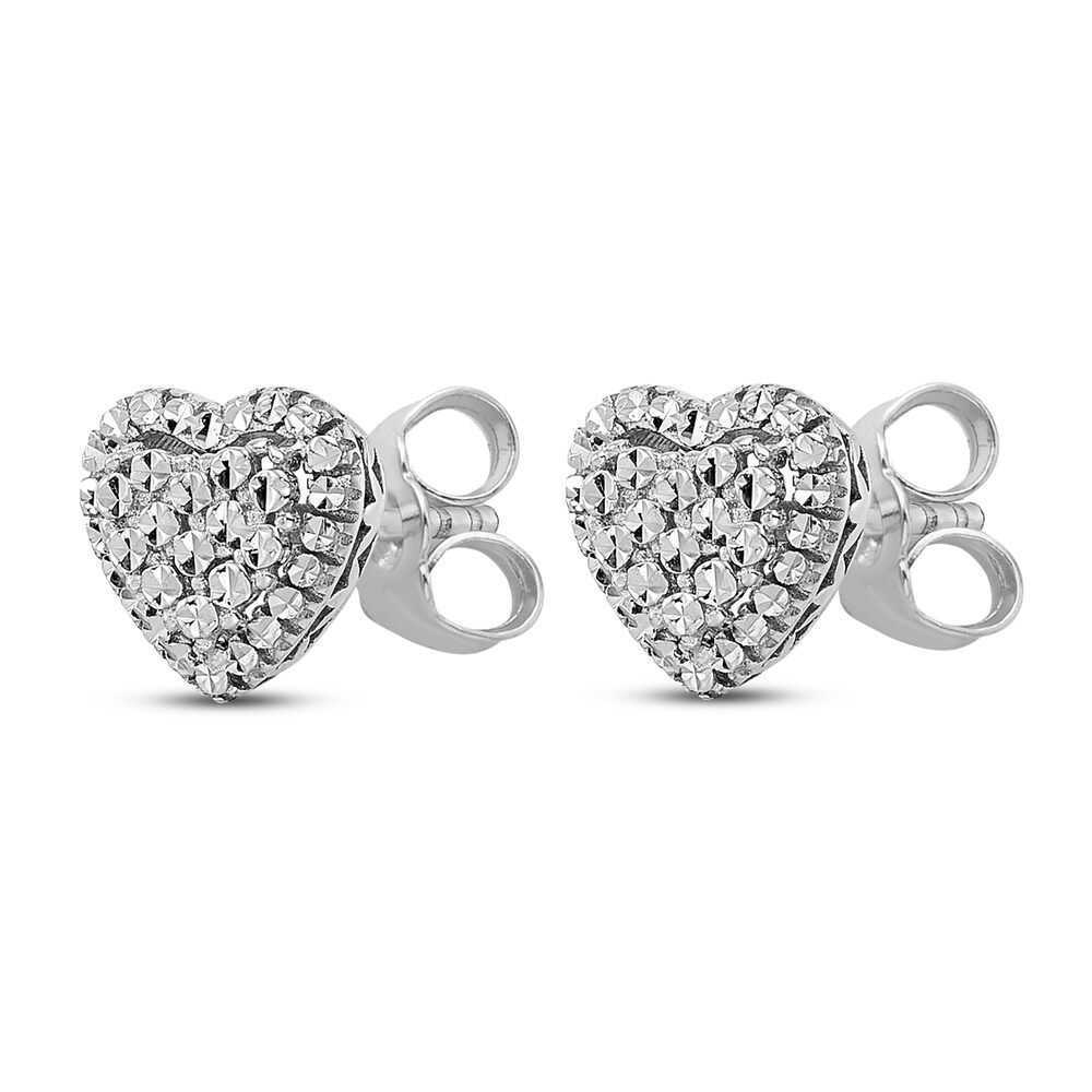 Diamond-cut Heart Stud Earrings 14K White Gold xNkGne3U Diamond-cut Heart Stud Earrings 14K White Gold xNkGne3U