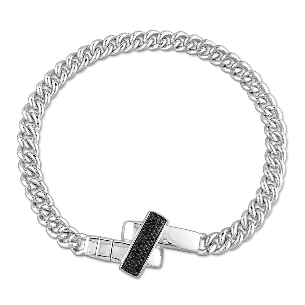Men's Black Diamond Bracelet 1/3 ct tw Round Sterling Silver xZ3714jr Men's Black Diamond Bracelet 1/3 ct tw Round Sterling Silver xZ3714jr