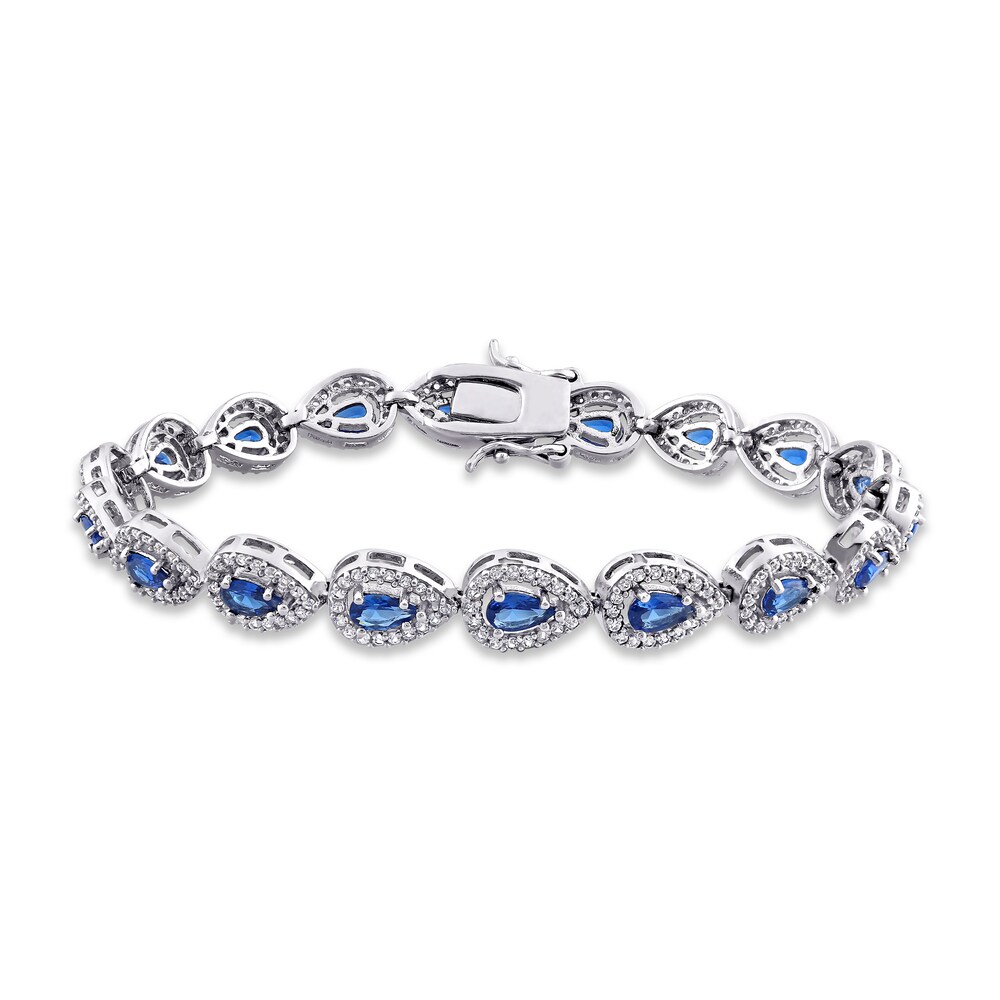 Lab-Created Blue Sapphire & Lab-Created White Sapphire Tennis Bracelet Sterling Silver xcEfncNX Lab-Created Blue Sapphire & Lab-Created White Sapphire Tennis Bracelet Sterling Silver xcEfncNX
