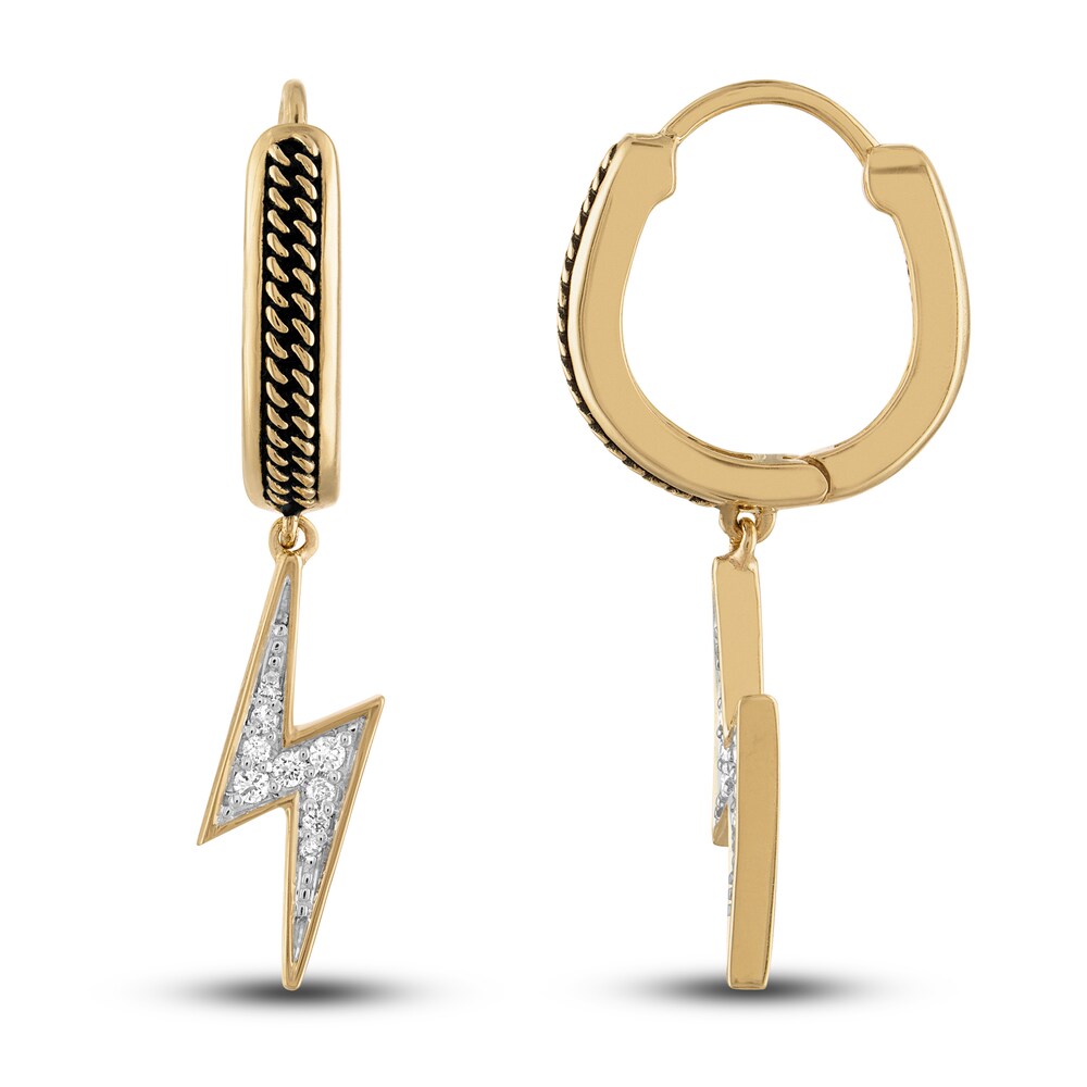 1933 by Esquire Men\'s Diamond Lightning Bolt Earrings 1/8 ct tw 14K Yellow Gold xr3mTN2m