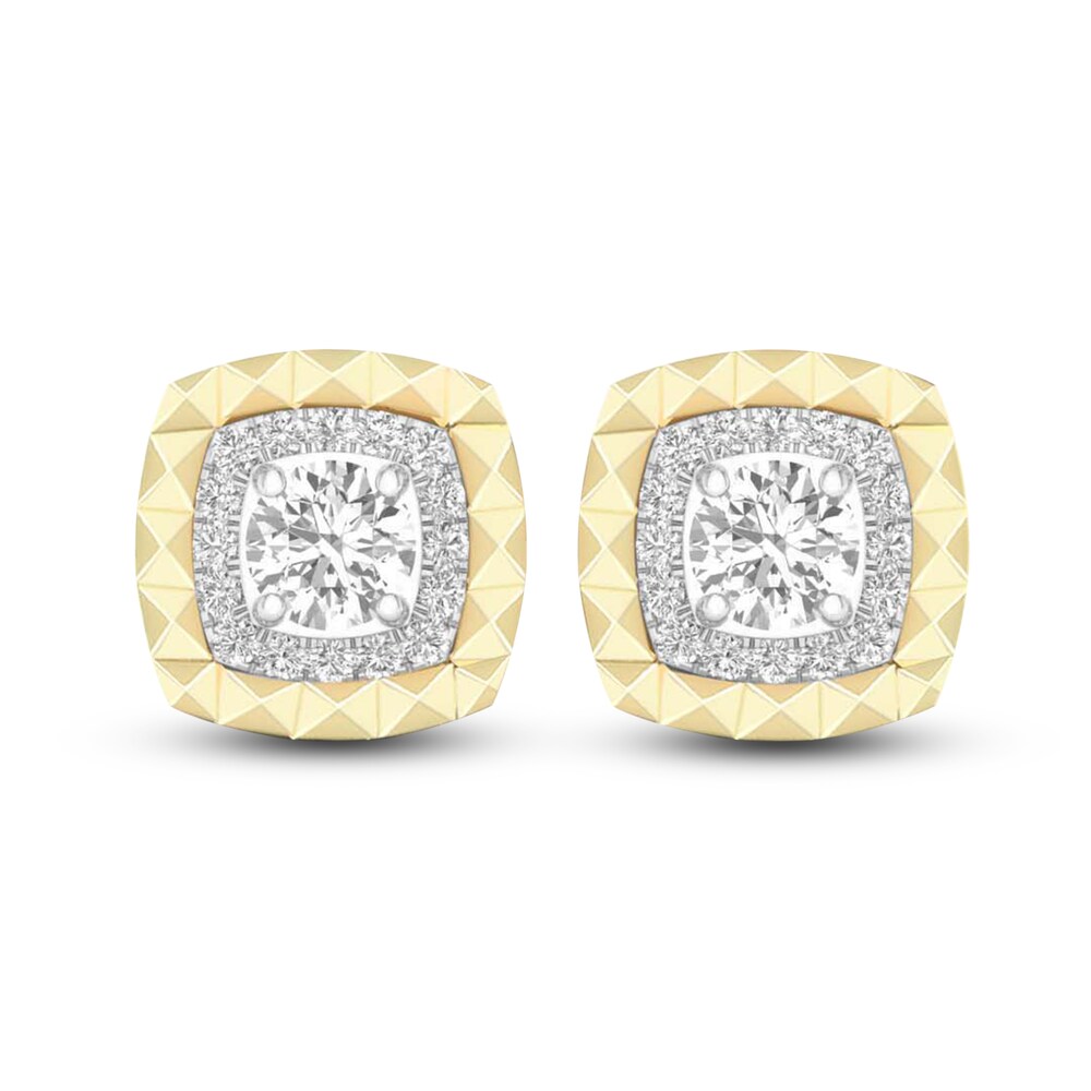 Men's Lab-Created Diamond Stud Earrings 2 ct tw Round 14K Yellow Gold xxVDJZHs Men's Lab-Created Diamond Stud Earrings 2 ct tw Round 14K Yellow Gold xxVDJZHs