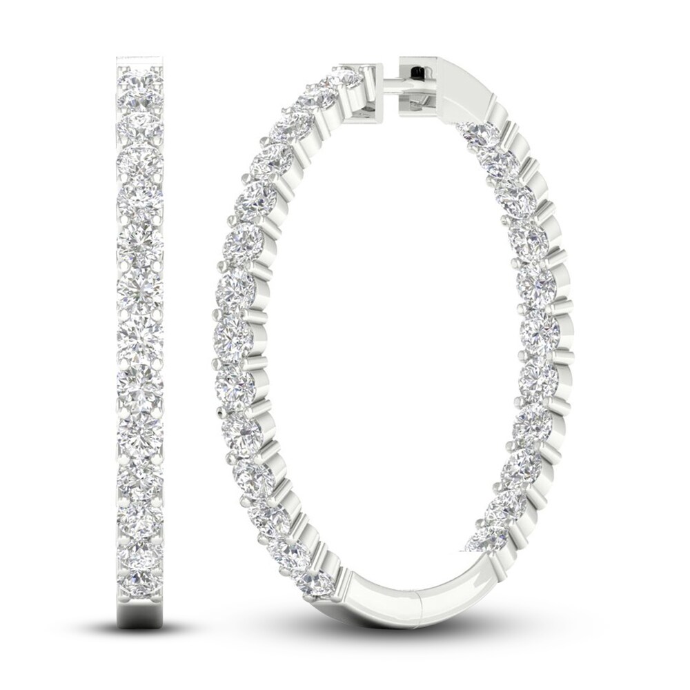 Lab-Created Diamond Hoop Earrings 5 ct tw Round 14K White Gold xzGZ4K7D Lab-Created Diamond Hoop Earrings 5 ct tw Round 14K White Gold xzGZ4K7D