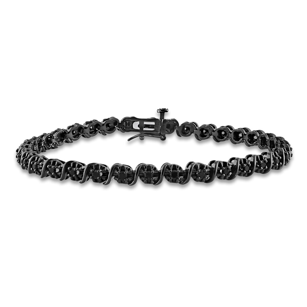 Black Diamond Tennis Bracelet 1 ct tw Round Sterling Silver 7.25" xzzICHaP Black Diamond Tennis Bracelet 1 ct tw Round Sterling Silver 7.25" xzzICHaP