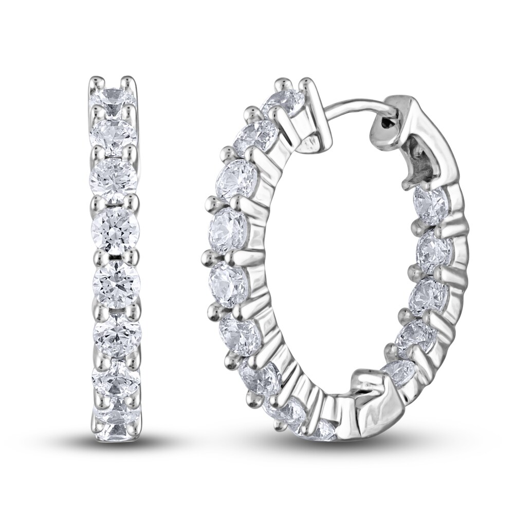 Diamond Hoop Earrings 2 ct tw Round 14K White Gold yFfuvSeD Diamond Hoop Earrings 2 ct tw Round 14K White Gold yFfuvSeD