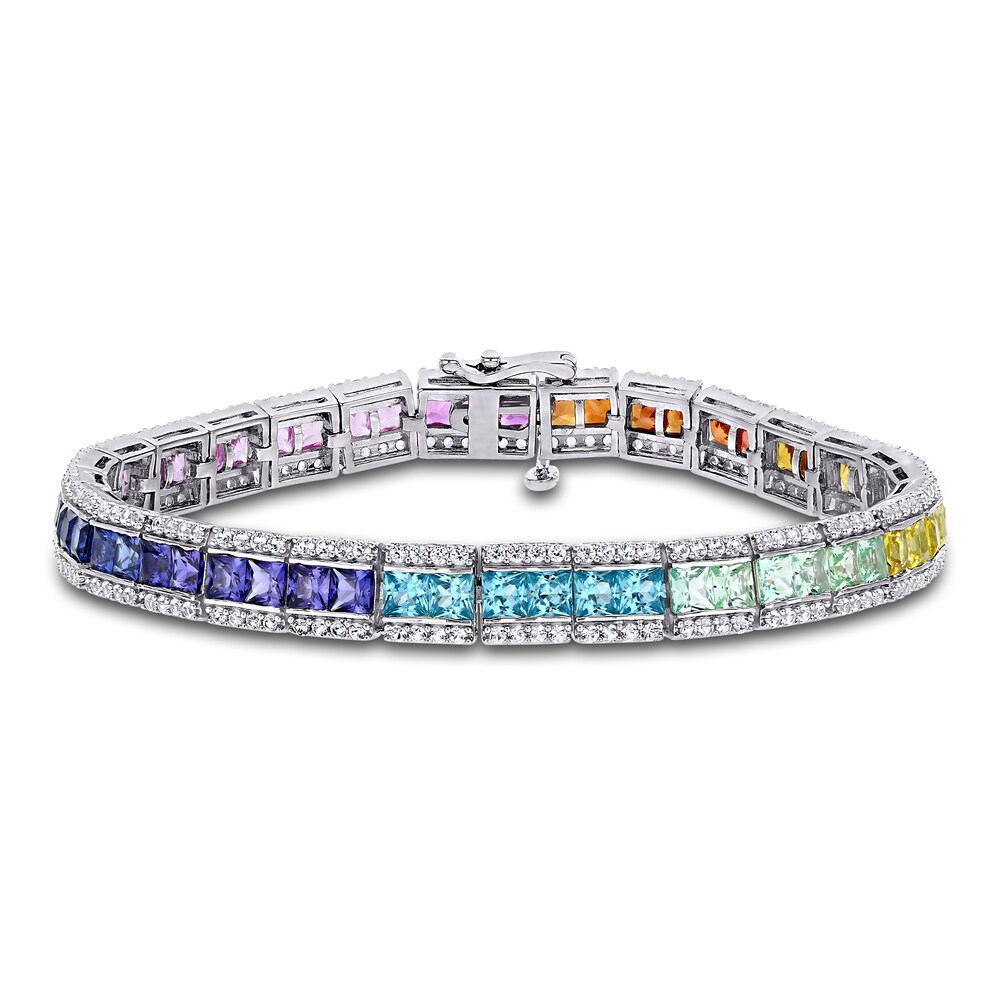 Multi-Color Lab-Created Sapphire Tennis Bracelet Sterling Silver yJ81ELBq Multi-Color Lab-Created Sapphire Tennis Bracelet Sterling Silver yJ81ELBq