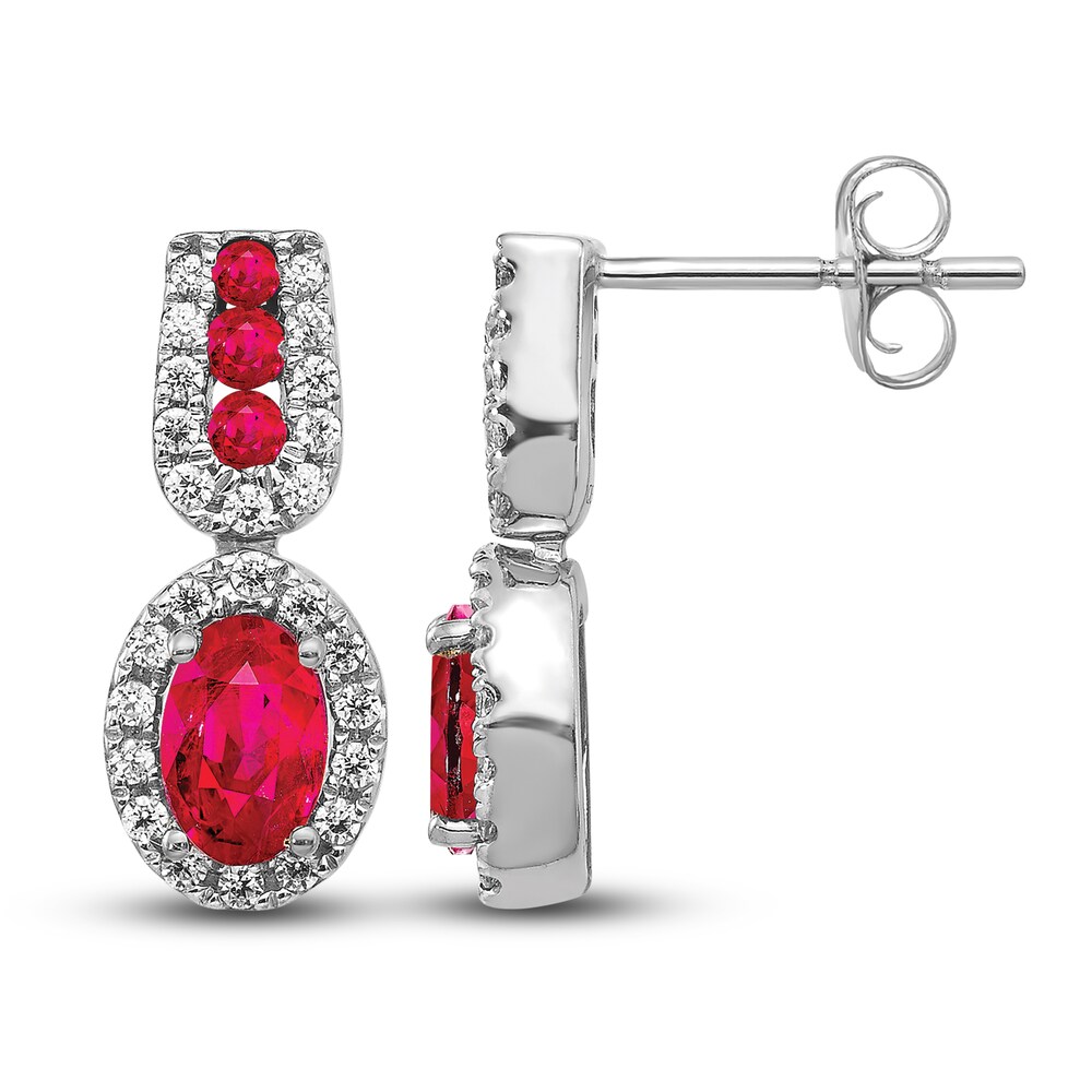 Natural Ruby Dangle Earrings 1/3 ct tw Diamonds 14K White Gold yQcZwBYV Natural Ruby Dangle Earrings 1/3 ct tw Diamonds 14K White Gold yQcZwBYV