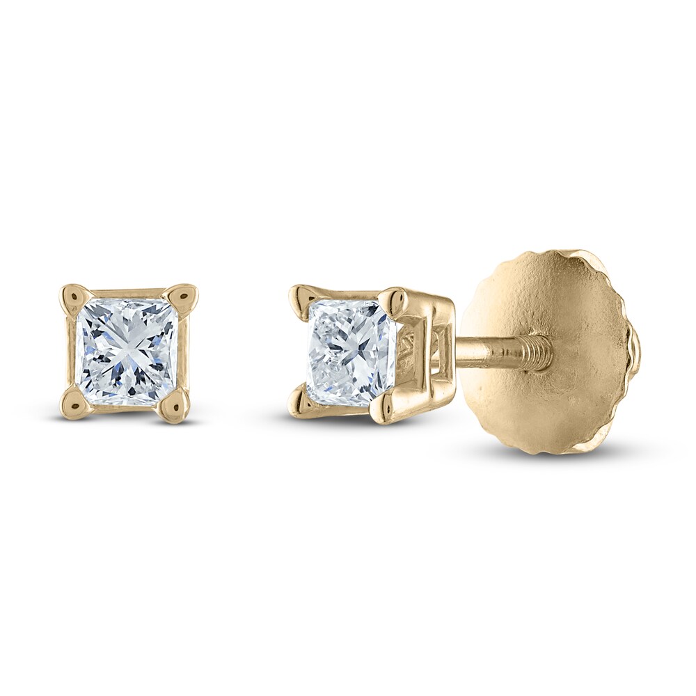 Diamond Solitaire Stud Earrings 1/10 ct tw Princess 14K Yellow Gold (I1/I) ySPCEu3z Diamond Solitaire Stud Earrings 1/10 ct tw Princess 14K Yellow Gold (I1/I) ySPCEu3z