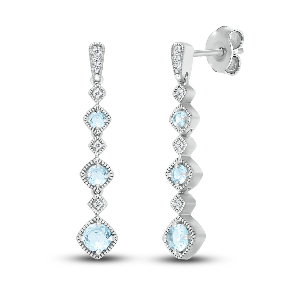 Natural Aquamarine Dangle Earrings 1/20 ct tw Diamonds Sterling Silver yaanDjOC Natural Aquamarine Dangle Earrings 1/20 ct tw Diamonds Sterling Silver yaanDjOC