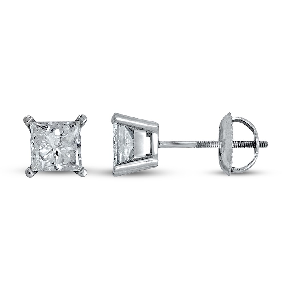 Diamond Solitaire Earrings 1 ct tw Princess 14K White Gold (I1/I) ye5adrc1 Diamond Solitaire Earrings 1 ct tw Princess 14K White Gold (I1/I) ye5adrc1