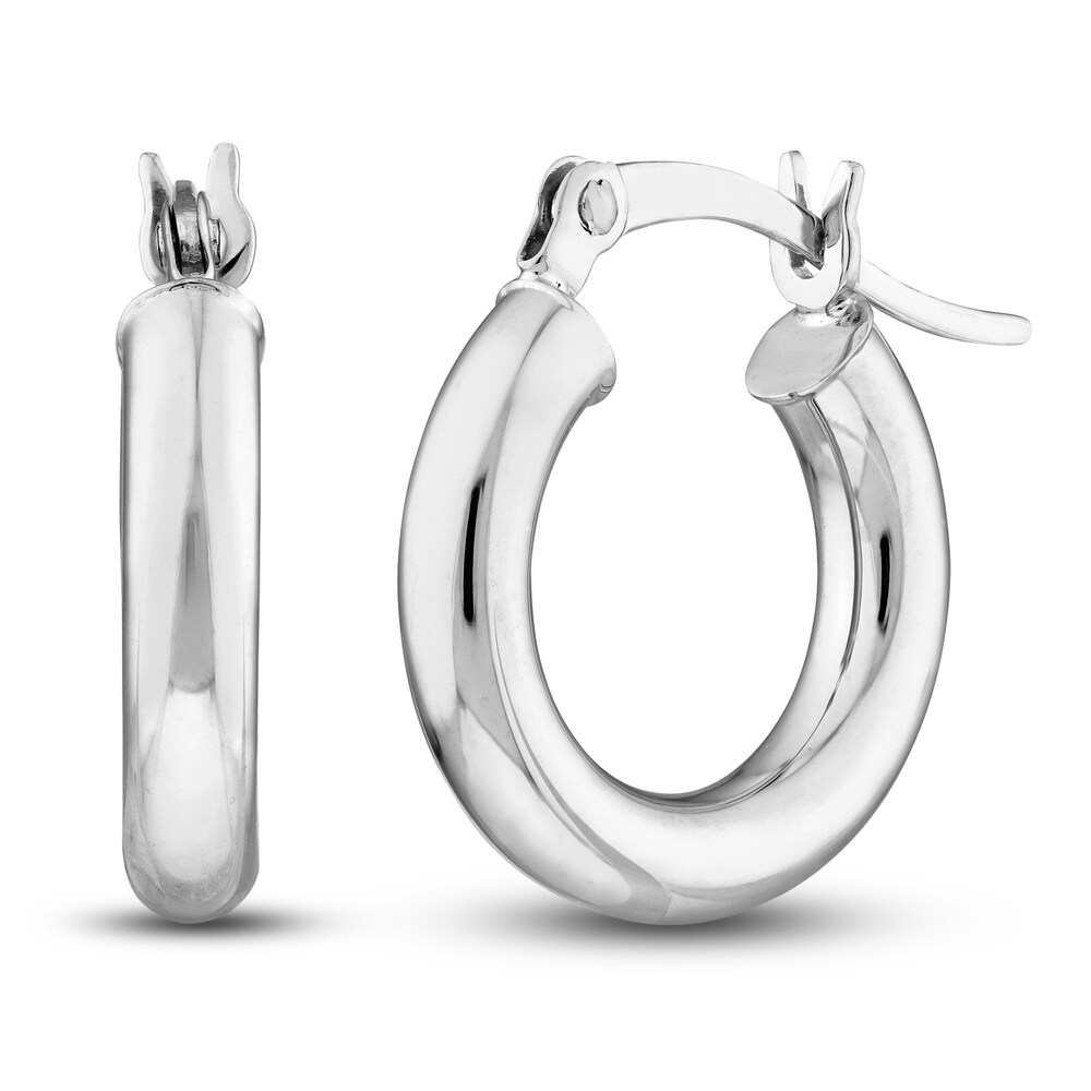 Polished Hoop Earrings 14K White Gold 15mm ywwma4Pl Polished Hoop Earrings 14K White Gold 15mm ywwma4Pl