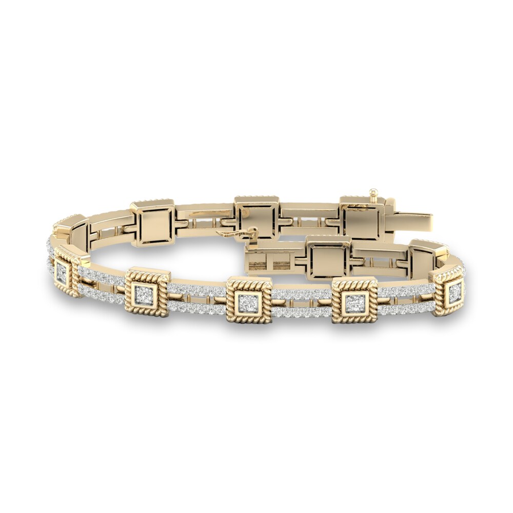 Men's Lab-Created Diamond Bracelet 3 ct tw Round 14K Yellow Gold 8.5" yzI8OfO6 Men's Lab-Created Diamond Bracelet 3 ct tw Round 14K Yellow Gold 8.5" yzI8OfO6